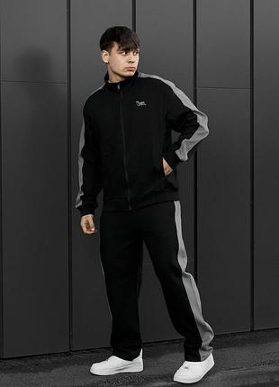 Мужской современный спортивный костюм staff el zip logo black & gray