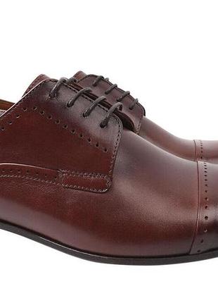 Туфли мужские из натуральной кожи, на шнуровке, на низком ходу, коричневые, conhpol, 41