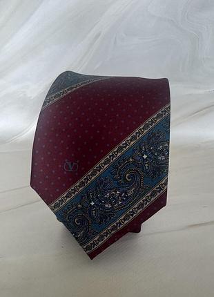 Оригінальна valentino cravatte silk tie – бордо та бірюза