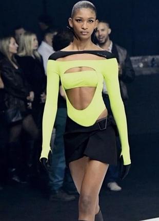 Неонове зелене боді з довгими рукавами з колаборації mugler x h&m