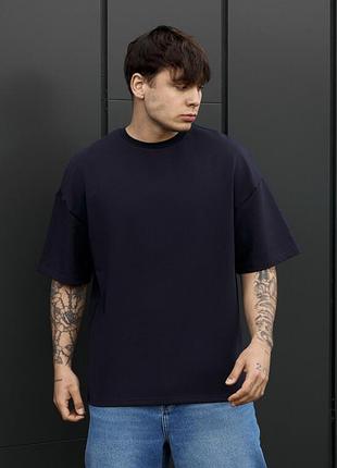 Чоловіча футболка з подовженими рукавами staff navy oversize premium