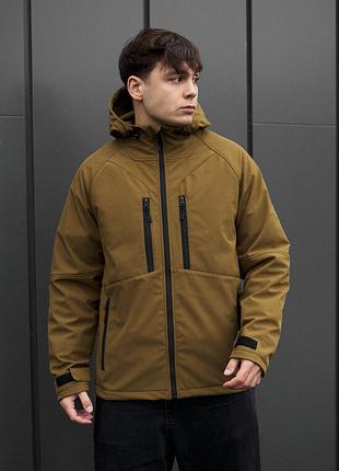 Ветро- и влагозащитная мужская куртка soft shell staff kade coyote