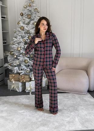 Женская теплая пижама cosy с начесом "oxford"