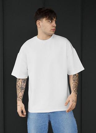 Чоловіча футболка з подовженими рукавами staff white oversize premium