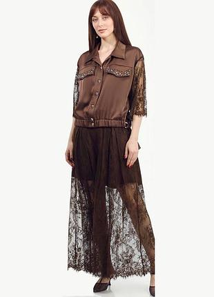 Костюм женский dishe коричневый кружевной. xl