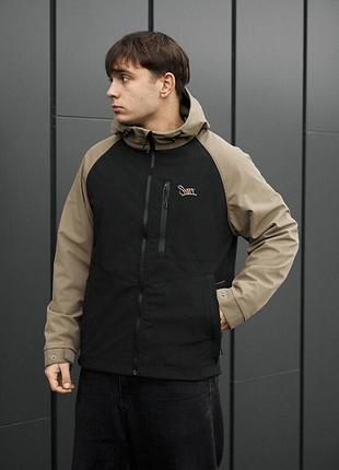 Чоловіча куртка з вітро- та вологозахисною мембраною soft shell staff synx black & olive