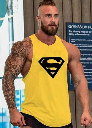 Жовта майка для фітнесу sport line з принтом superman