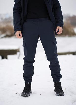 Джоггеры мужские intruder softshell на флисе темно-синие