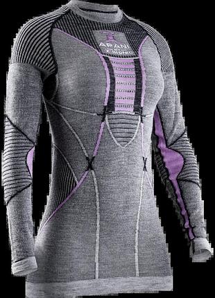Термофутболка x-bionic apani 4.0 merino shirt rn ls women black / grey / magnolia розмір int-s