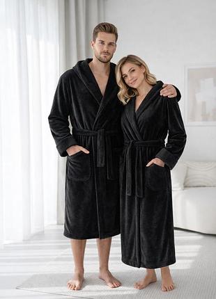 Халат унисекс с капюшоном «black diamond», черный l/xl