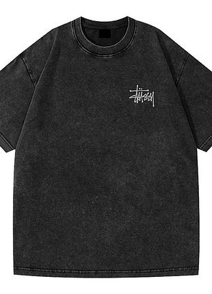 Футболка stussy washed oversize колір чорний, розмір l