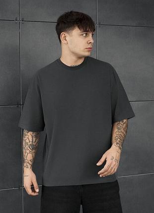 Чоловіча зручна футболка staff dark gray oversize