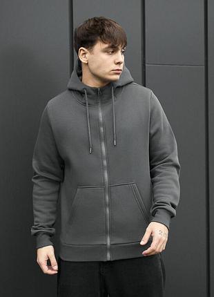 Мужское худи на молнии staff zip basic dark gray fleece