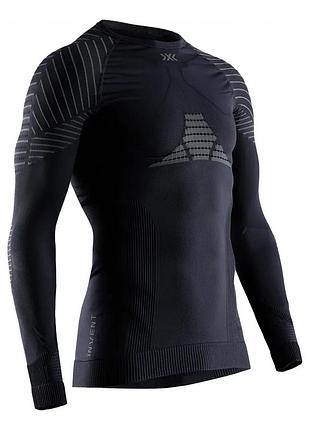 Термофутболка x-bionic invent 4.0 shirt round neck long sleeve men black charcoal розмір int-m