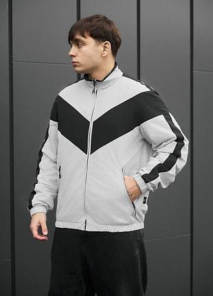 Мужская демисезонная куртка ветровка staff jex light gray & black