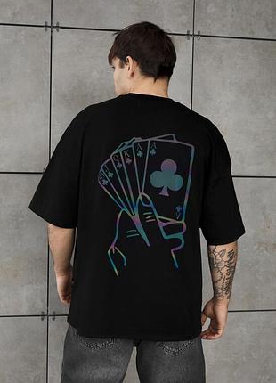 Мужская качественная футболка staff cards reflective oversize