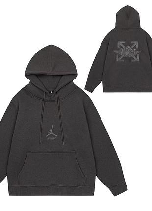 Теплий худі off white x air jordan на флісі, колір сірий, розмір m