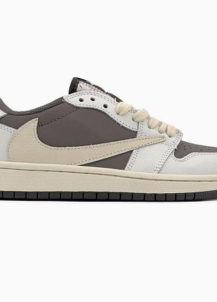 Кросівки nike air jordan 1 low x travis scott beige/gray 41