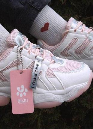 Женские кроссовки bi&ki pink white белый розовый 1-0019 37 размер 37