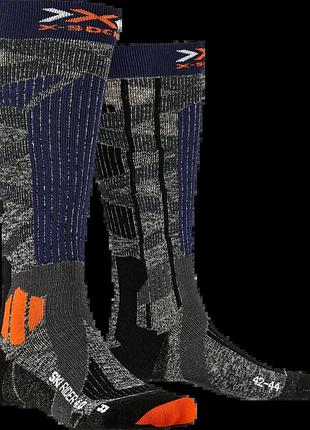 Лижні шкарпетки x-socks ski rider 4.0 stone grey melange/blue розмір 45-47