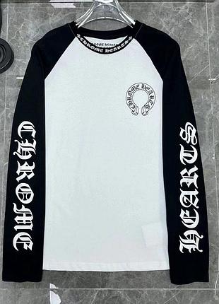 Лонгслів chrome hearts чорно-білий, розмір l