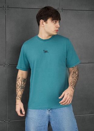 Мужская футболка с качественного европейского хлопка staff turquoise logo