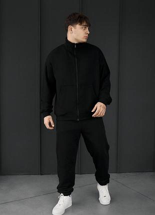 Мужской спортивный костюм из хлопка staff pa zip black oversize