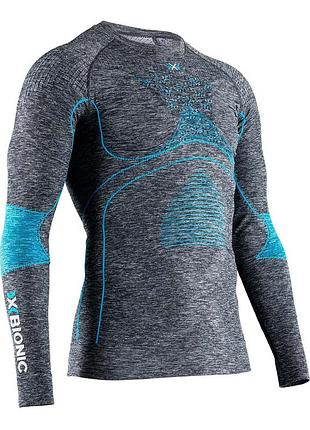 Термофутболка x-bionic energy accumulator 4.0 melange shirt ls men grey/blue розмір int-s