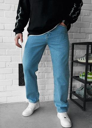 Чоловічі джинси з високою посадкою staff 04 wide-leg light blue
