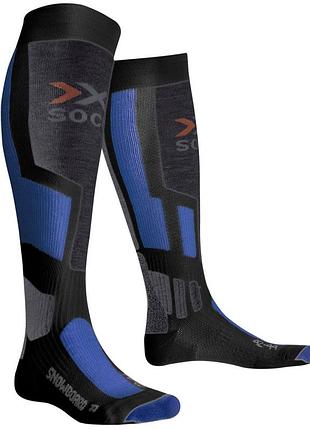 Лижні шкарпетки x-socks snowboard anthracite / azure розмір 35-38