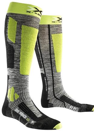 Лижні шкарпетки x-socks ski rider 2.0 grey melange / green lime розмір 45-47