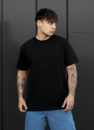 Мужская качественная однотонная футболка staff logo black