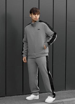 Мужской современный спортивный костюм staff el zip logo gray & black