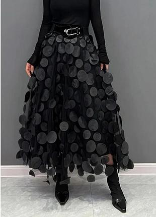 Юбка женская с апликацией однотонная fashion черная