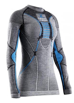 Термофутболка x-bionic apani 4.0 merino shirt rn ls women bkack / gray / turquoise розмір int-m