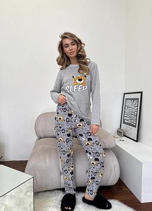 Женская пижама теплая cosy с начесом "baby leo"