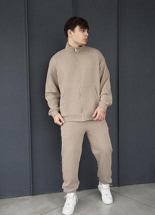 Мужской спортивный костюм из хлопка staff pa zip light brown