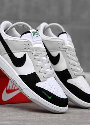 Чоловічі кросівки nike dunk чорно сірі кроси шкіра замша найк данк стильне повсякденне взуття весна осінь