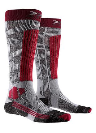 Лижні шкарпетки x-socks ski rider silver 4.0 w stone grey melange / plum розмір 39-40