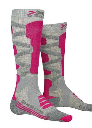 Лижні шкарпетки x-socks ski silk merino 4.0 w grey melange/pink розмір 41-42