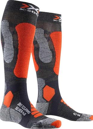 Лижні шкарпетки x-socks ski touring silver 4.0 anthracite melange / orange fluo розмір 45-47