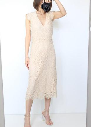 Нюдове ажурне плаття h&amp;m