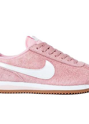 Женские кроссовки nike cortez розовые качественные кроссы для бега из зимши на осень весну найк кортез