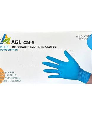 Перчатки латексные agl care l синие 100 шт б/ш