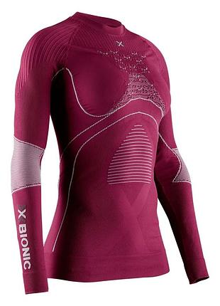 Термофутболка x-bionic energy accumulator 4.0 shirt round neck ls women plum/pearl grey розмір int-xl