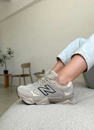 Женские кроссовки new balance 9060 нью баланс 9060 бежевые из текстиля стильные и комфортные
