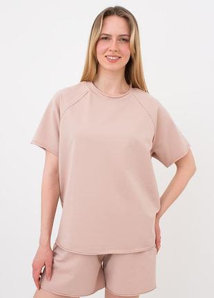 Жіноча бавовняна футболка giulia street style 4813/180 s beige-beige