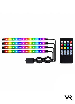 Rgb led подсветка для мотоцикла 4pcs с пультом управления ip67