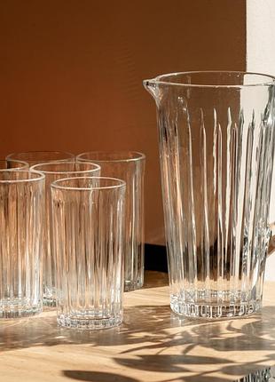Набір для напоїв yiwu crystal скляний глечик 1.2 л склянки 320 мл 7 предметів прозорий hp19-5