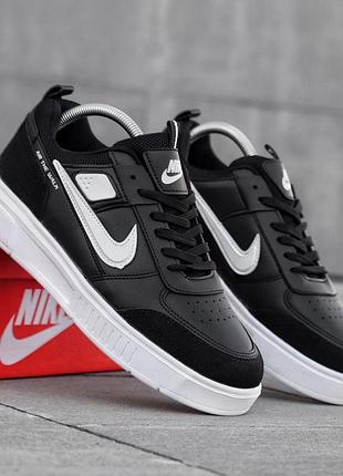 Мужские кроссовки nike air walk черно белые качественные кроссы для повседневной носки на весну лето найк аир волк